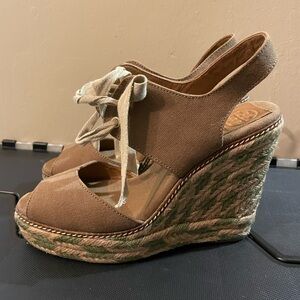 Tory Burch Tan Espadrille Wedges